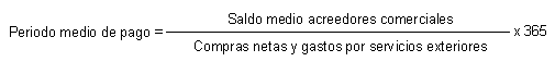 fórmula para el cálculo del periodo medio de pago a proveedores para sociedades que presenten modelo abreviado