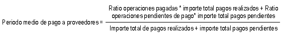 fórmula para el cálculo del periodo medio de pago a proveedores para sociedades que presenten modelo normal