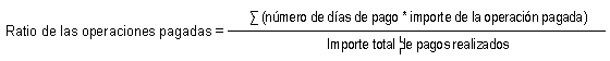 ratio de las operaciones pagadas