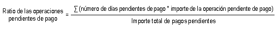 ratio de las operaciones pendientes de pago